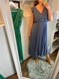 jeansblau Plisseekleid Glücksboutique