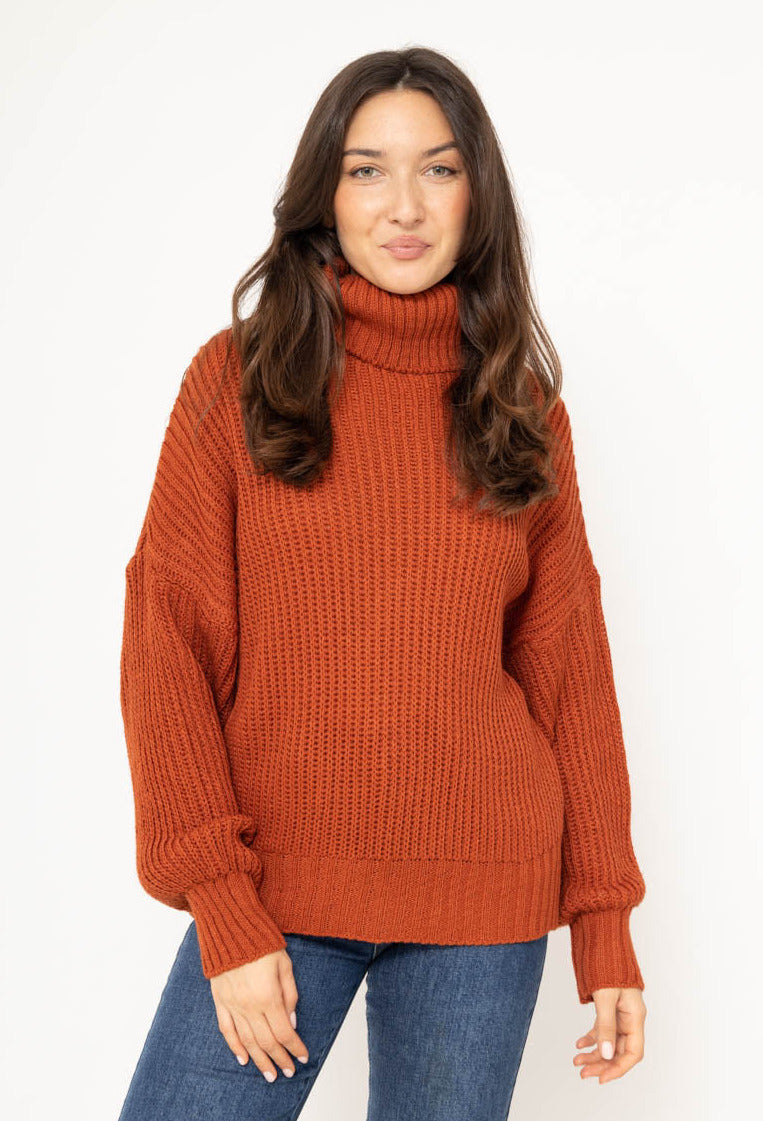Rollkragenpullover terrakotta