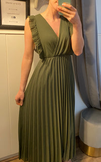 khaki Plisseekleid Glücksboutique