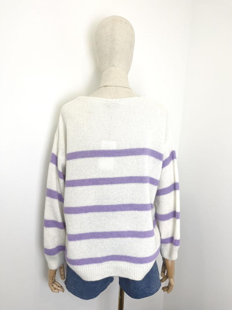 gestreifter Pullover V Neck - Gluecksboutique®