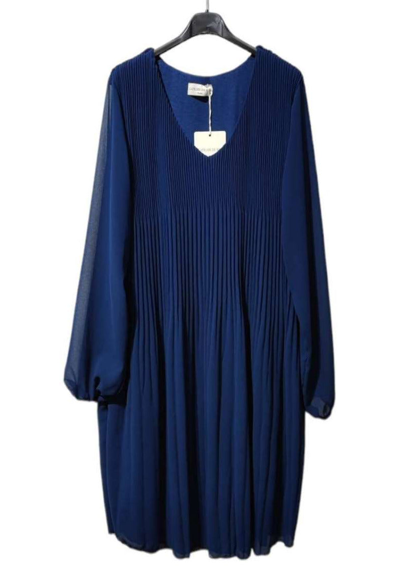 dunkelblau Plisseekleid Minikleid  - Gluecksboutique®