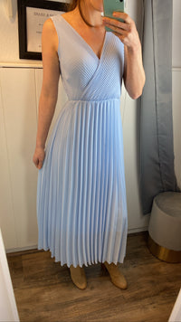 hellblau Plissee Kleid - Gluecksboutique