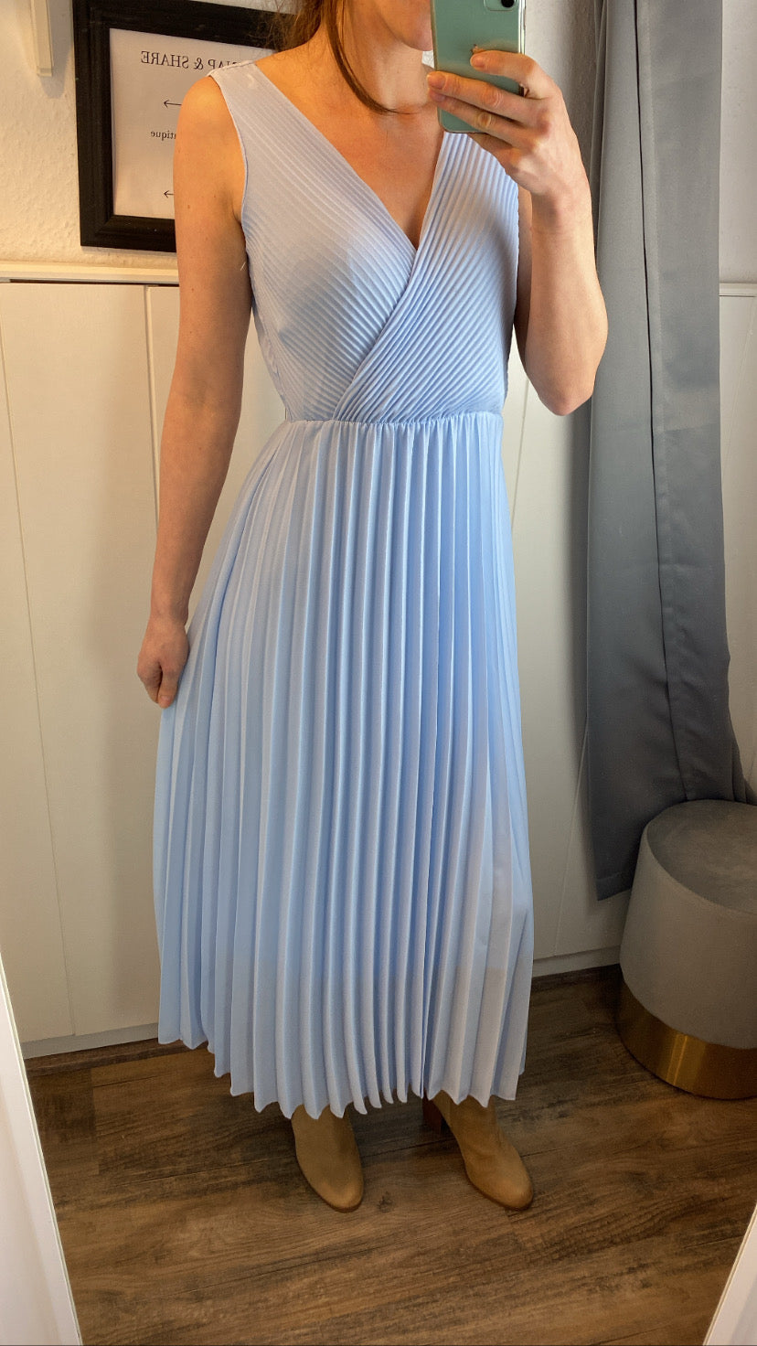hellblau Plissee Kleid - Gluecksboutique