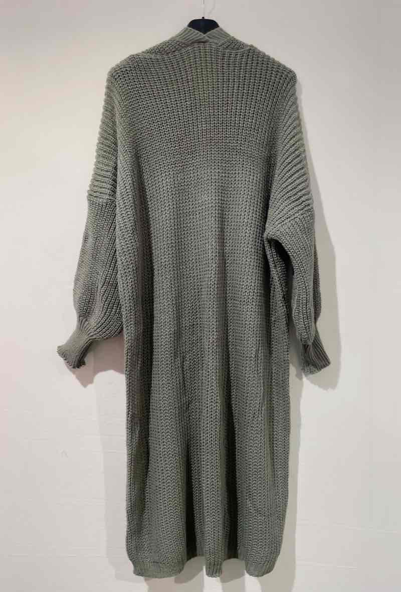 Maxi Cardigan mit Taschen, olive - Gluecksboutique®