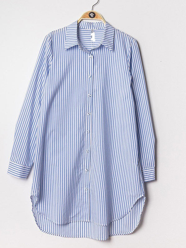 Longblouse gestreift in vers. Farben - Gluecksboutique®