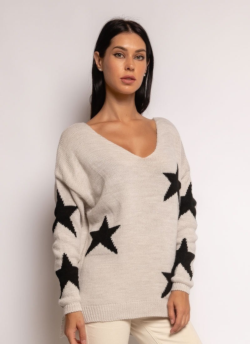 Pullover mit Sternenprint - Gluecksboutique®