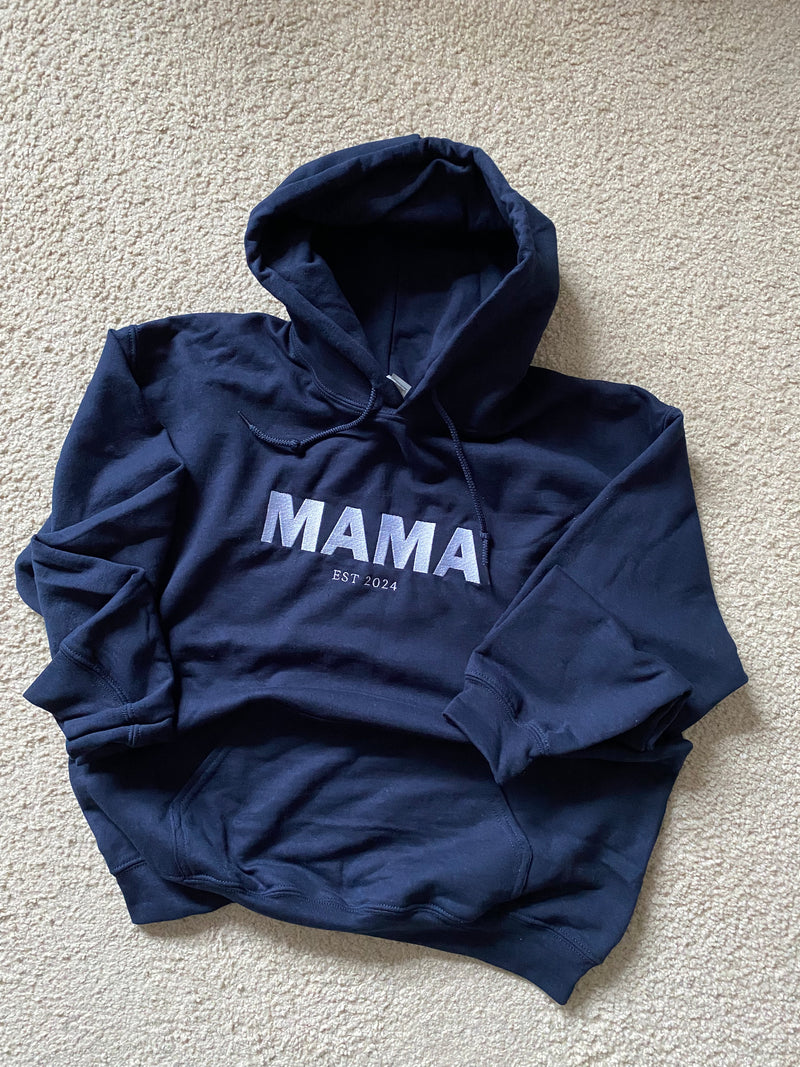 blau Kapuzenpullover Mama Gluecksboutique