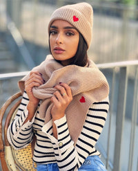 Mütze Schal Set beige - Gluecksboutique®