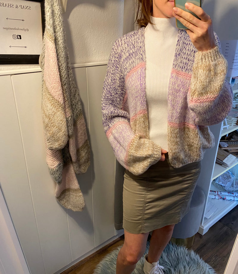 Cardigan mit Blockstreifen Gluecksboutique