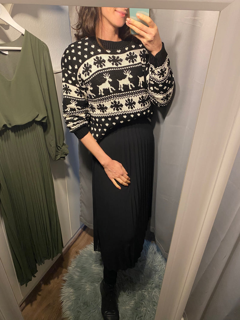 schwarz Pullover Wintermotiv - Gluecksboutique®