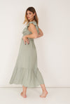 Kleid in Wickeloptik mit Spitze