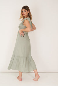 Kleid in Wickeloptik mit Spitze