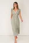 Kleid in Wickeloptik mit Spitze