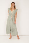 Kleid in Wickeloptik mit Spitze