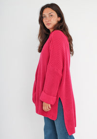 fuchsia Pullover mit Schlitz Gluecksboutique®