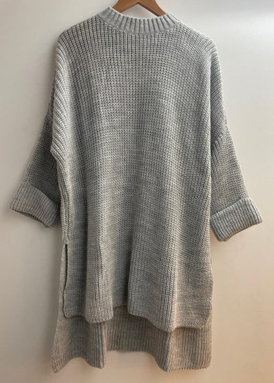 grau Pullover mit Schlitz Gluecksboutique®