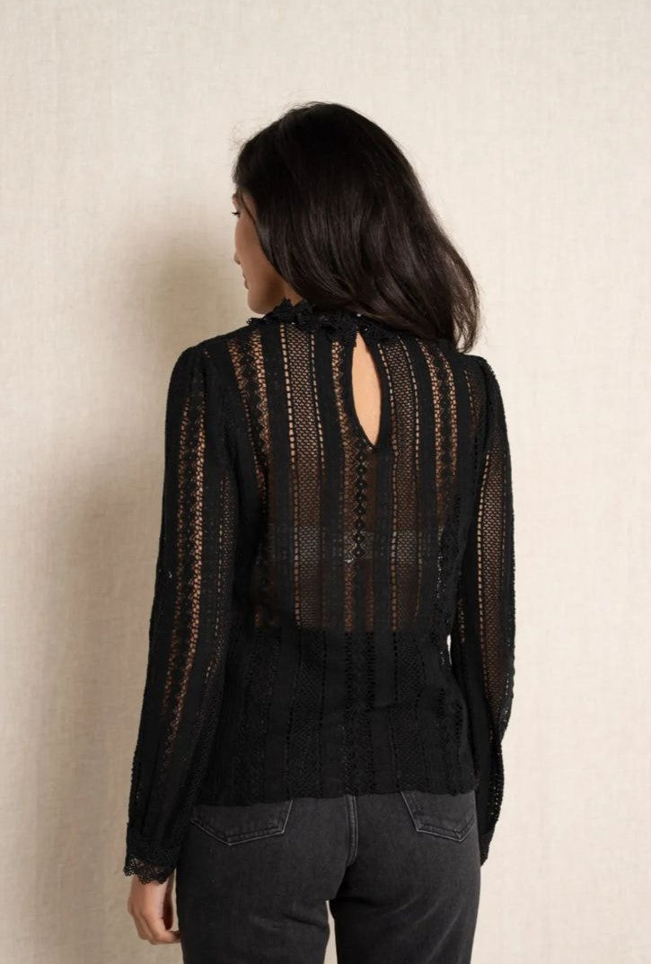 Spitzenbluse lace cotton schwarz Gluecksboutique