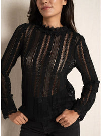 Spitzenbluse schwarz Gluecksboutique