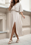 Musselin Midikleid  mit Schlitz
