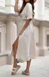Musselin Midikleid  mit Schlitz