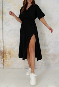 Musselin Midikleid  mit Schlitz