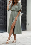 Musselin Midikleid  mit Schlitz