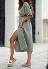Musselin Midikleid  mit Schlitz