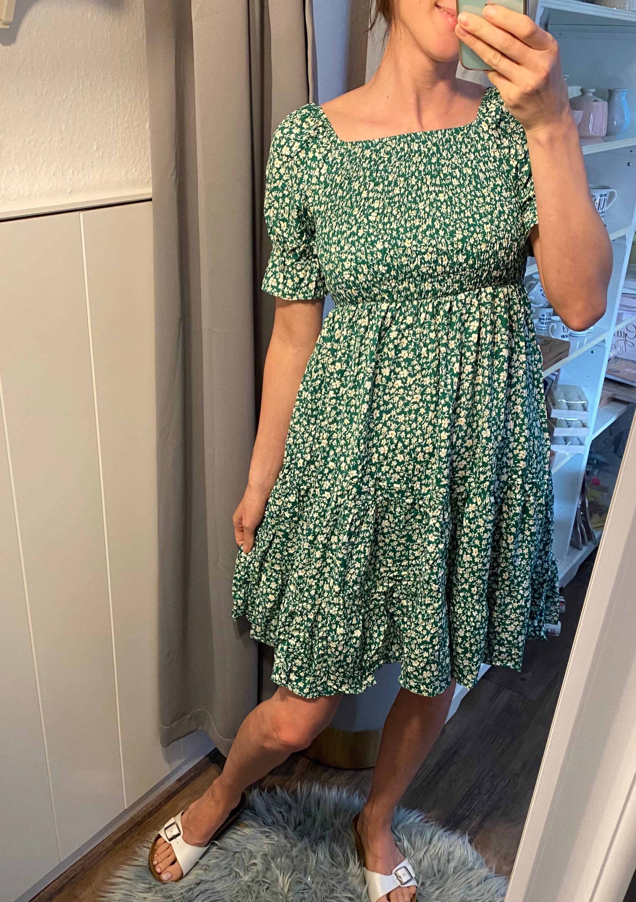 Minikleid schulterfrei grün - Gluecksboutique®