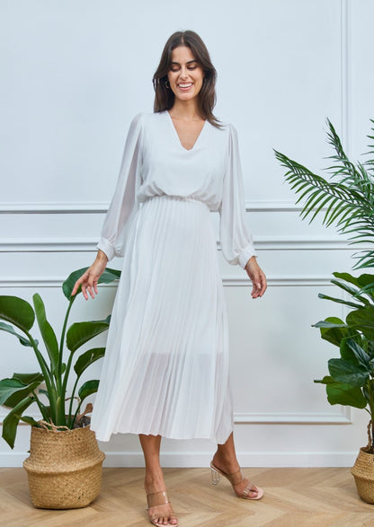 Kleid mit Plissee White