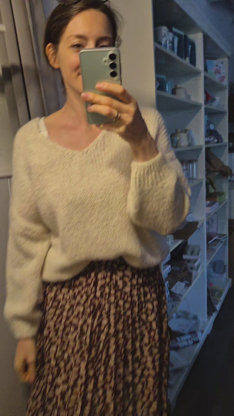 Kuschel-Pullover mit V-Ausschnitt Ecru