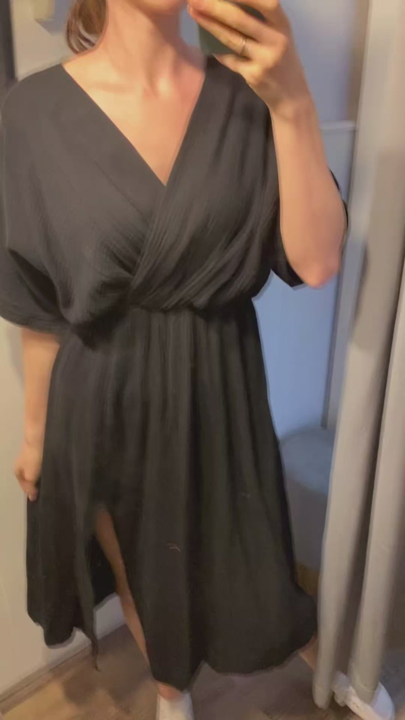 Musselin Midikleid  mit Schlitz