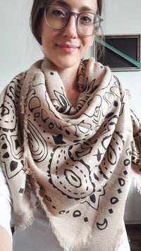 Bandana Scarf Beige – Paisley-Tuch aus Viskose & Wolle