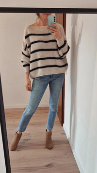 Gestreifter Oversize Pullover
