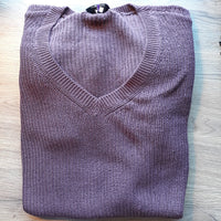 V Neck Knit Aubergine - Gluecksboutique®