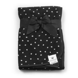 Decke Pearl Velvet in schwarz mit weißen Punkten - Gluecksboutique®