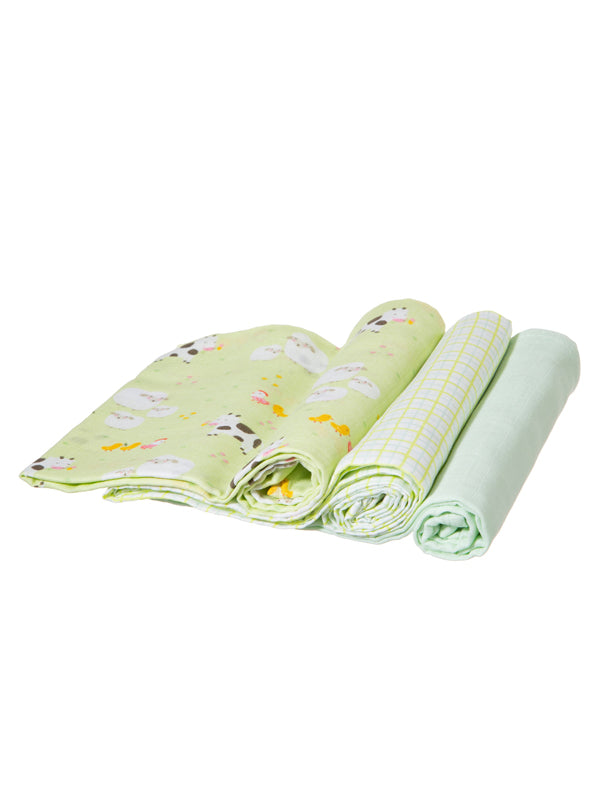 Sass & Belle Musselintuch Bauernhof 3er Set Baumwolle - Gluecksboutique®