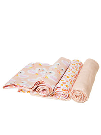 Sass & Belle Freya Schwan Mulltücher – 3er-Set - rosa - Gluecksboutique®
