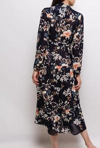 Maxi Blumenkleid dunkelblau - Gluecksboutique®