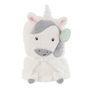 Decke Einhorn Soft Fleece Babydecke weiß grau - Gluecksboutique®