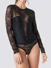 NA-KD langarm Bodysuit mit Spitze in schwarz - Gluecksboutique®