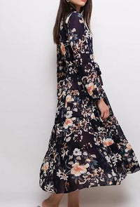 Maxi Blumenkleid dunkelblau - Gluecksboutique®