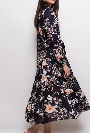 Maxi Blumenkleid dunkelblau - Gluecksboutique®