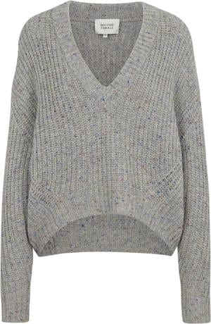 grau Pullover Oversize Galaxy Knit V-Neck - Gluecksboutique®