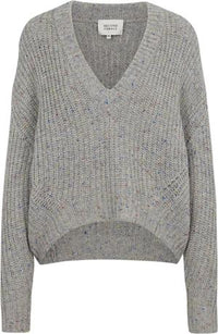grau Pullover Oversize Galaxy Knit V-Neck - Gluecksboutique®