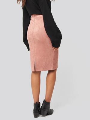 NA-KD Rock hoch tailliert aus Kunstleder DARK DUSTY PINK - Gluecksboutique®