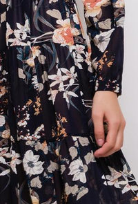 Maxi Blumenkleid dunkelblau - Gluecksboutique®