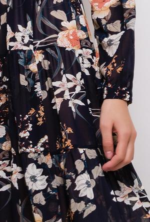Maxi Blumenkleid dunkelblau - Gluecksboutique®