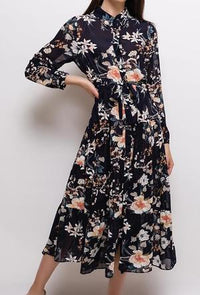 Maxi Blumenkleid dunkelblau - Gluecksboutique®