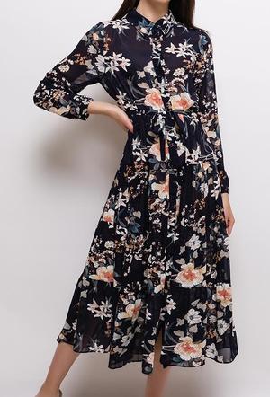 Maxi Blumenkleid dunkelblau - Gluecksboutique®