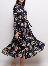 Maxi Blumenkleid dunkelblau - Gluecksboutique®